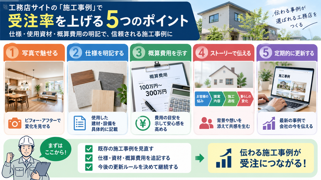 工務店サイトの施工事例で受注率を上げる5つのポイント

